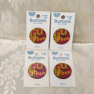 Wood Buttons LA MODE Size 34mm (1 3/8") Lot of 4 - GO GREEN